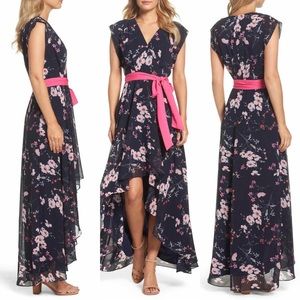 Eliza J High/Low Floral Faux Wrap Maxi Dress